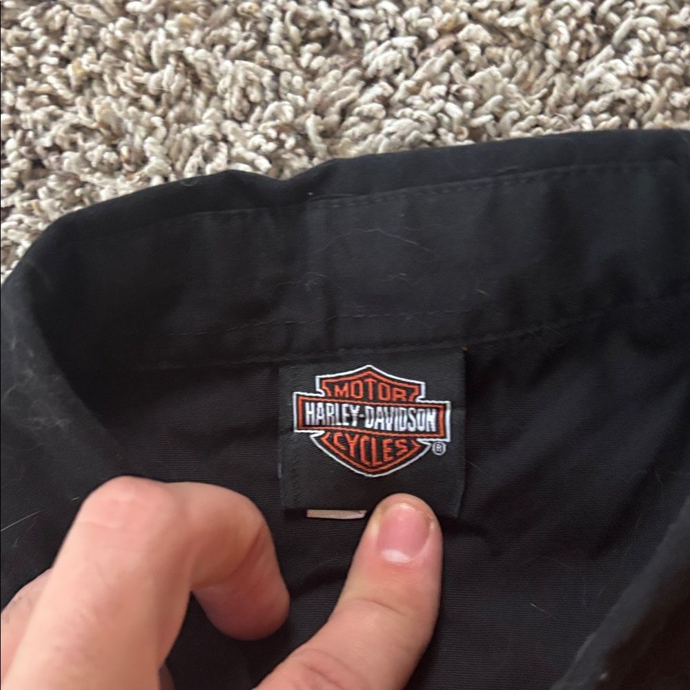 Harley Davidson Men’s XL Orange And Black Button Up Harley Graphic Shirt - Picture 2 of 5